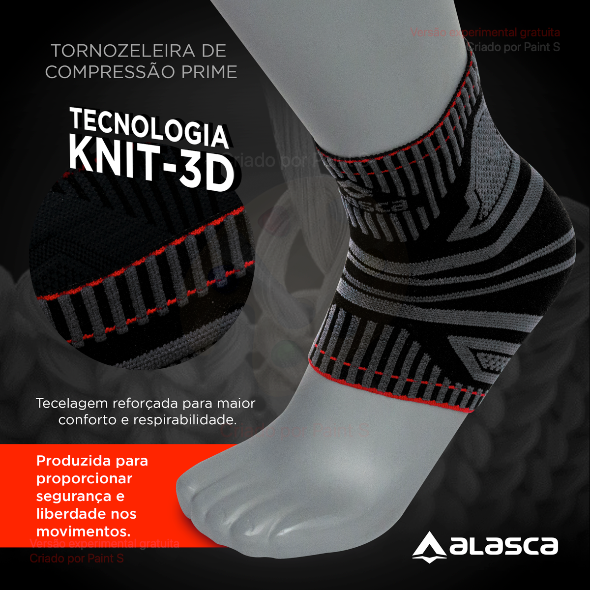 Par Tornozeleira de Compressão Prime - Tecnologia Knit 3D Alasca Tecnologia LtdaTornozeleira
