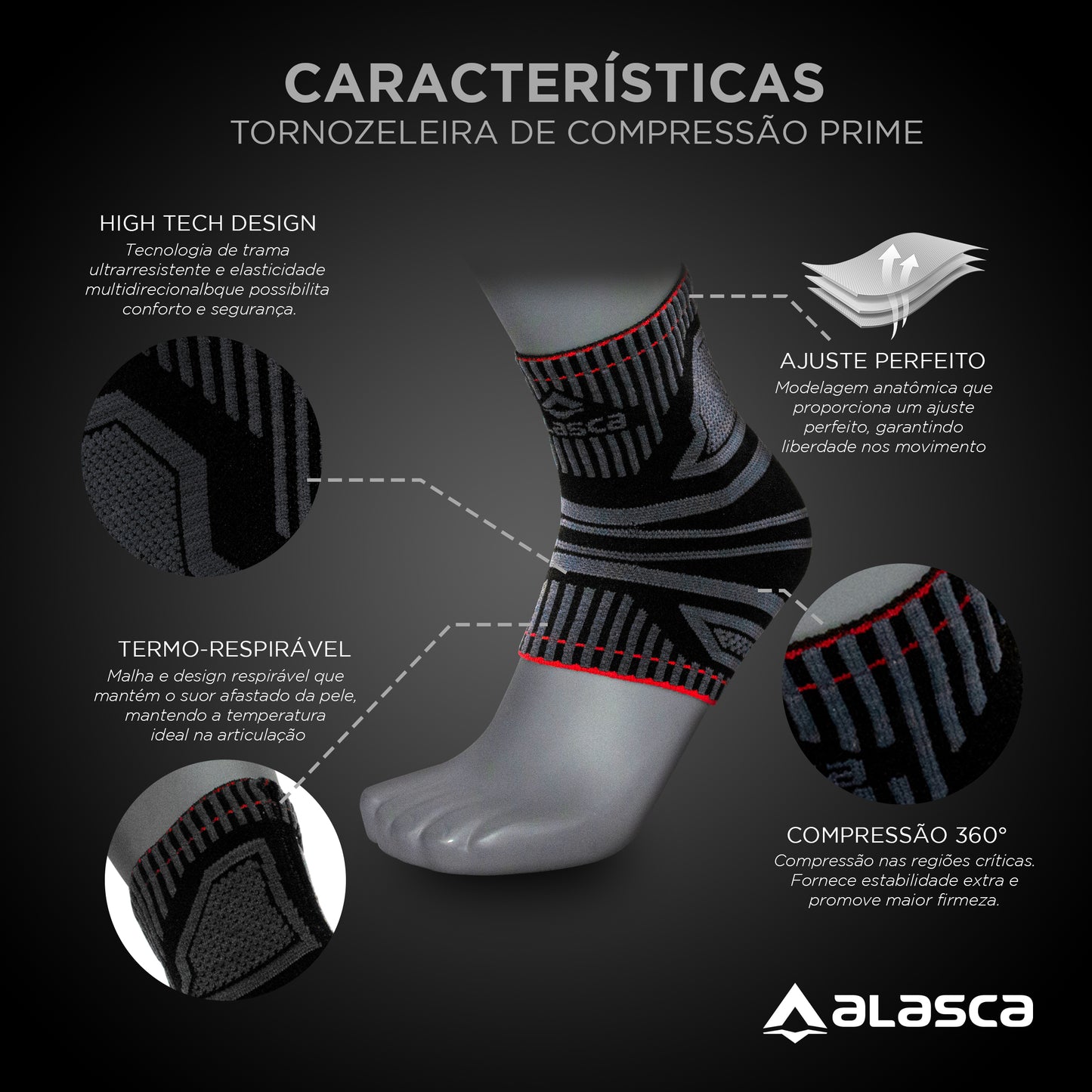 Tornozeleira de Compressão Prime Alasca