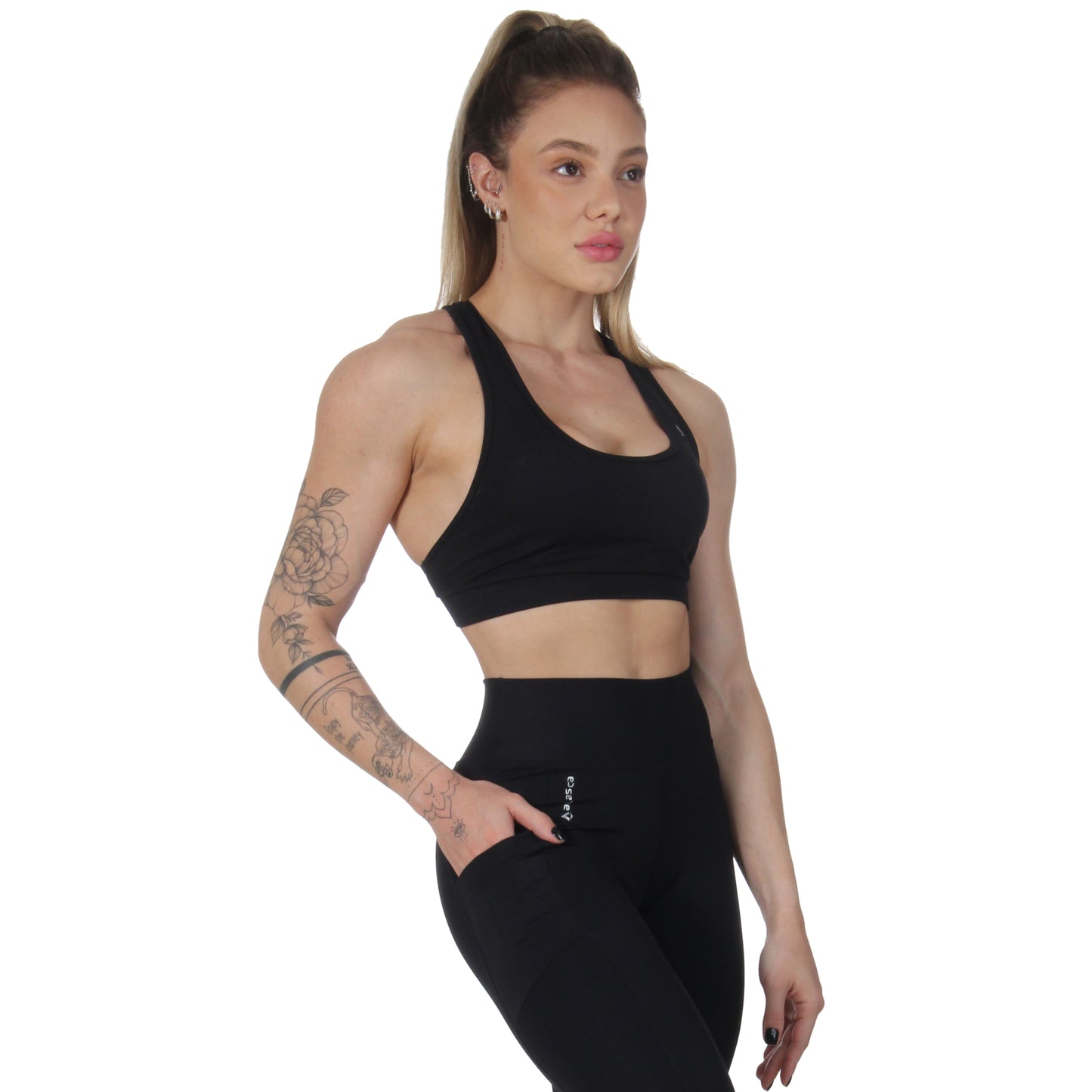 Top Feminino Basic Emana Preto Alasca