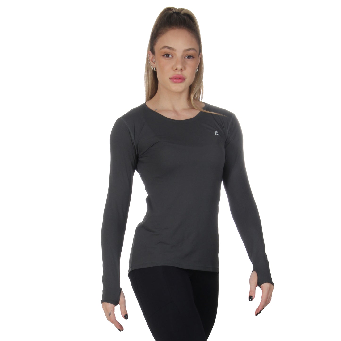 Camiseta Feminina Manga Longa Final Tech Cinza Alasca