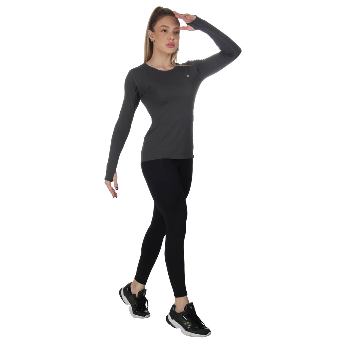 Camiseta Feminina Manga Longa Final Tech Cinza Alasca