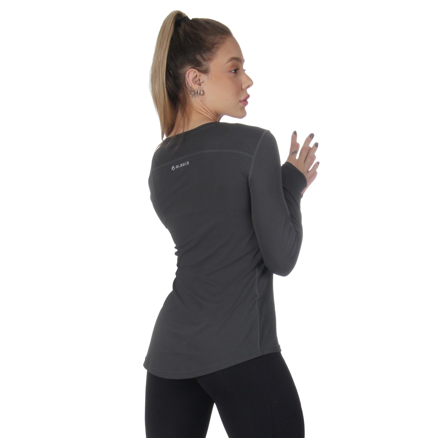 Camiseta Feminina Manga Longa Final Tech Cinza Alasca